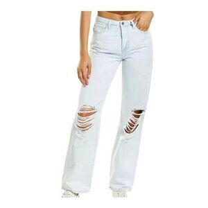 Mid Rise Straight Leg Light Wash Denim Jeans Womens We Wore What Loose Fit Sz 24